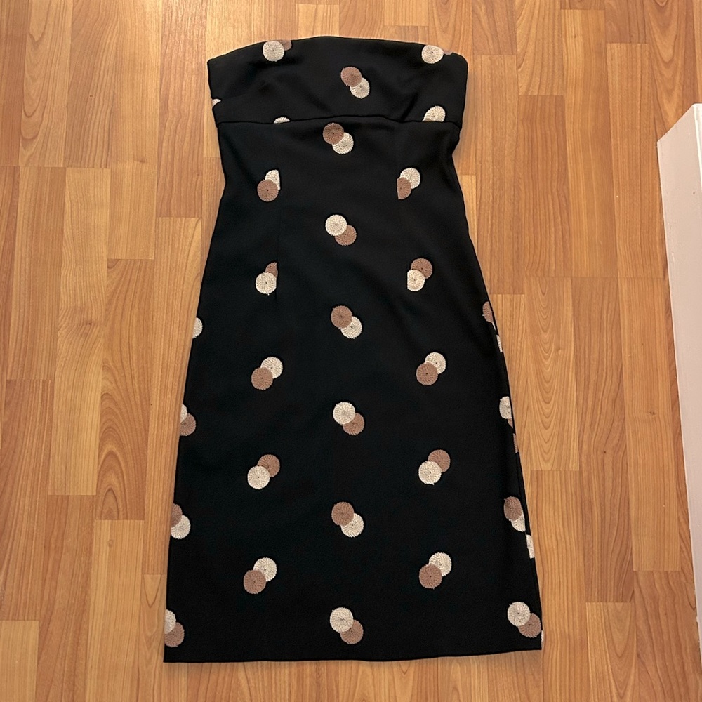 anthropologie ruth Vintage Y2K black polka dot tube top dress size 2